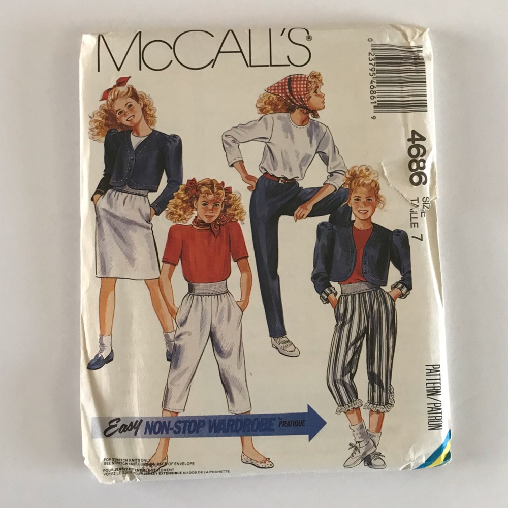 🧵3for12🧵 VTG McCall’s Pattern 4686 Child’s Jacket Top Skirt Pants